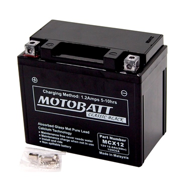Motobatt Classic Black Battery MCX12