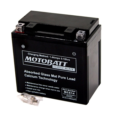 Motobatt Classic Black Battery MCX14