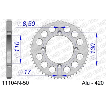 AFAM Aluminum Rear sprocket - Standard 420 - Rear