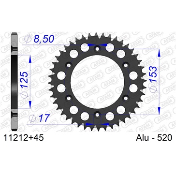 AFAM Aluminum Rear sprocket - Self-Cleaning 520 - Rear
