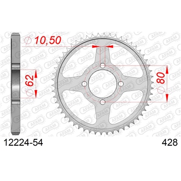 AFAM Steel Rear Sprocket - Standard 428 - Rear