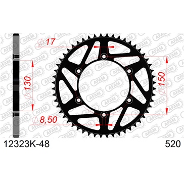 AFAM Steel Rear Sprocket - Standard 520 - Rear