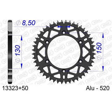 AFAM Aluminum Rear sprocket - Self-Cleaning 520 - Rear