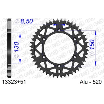 AFAM Aluminum Rear sprocket - Self-Cleaning 520 - Rear