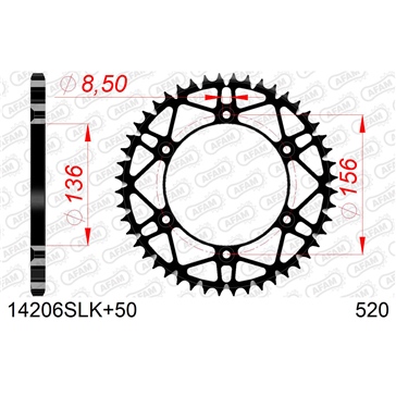 AFAM Steel Rear Sprocket - Self-Cleaning 520 - Rear