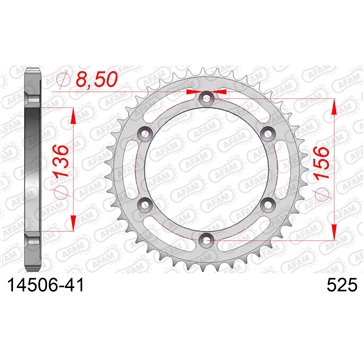 AFAM Steel Rear Sprocket - Standard 525 - Rear