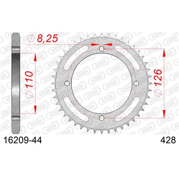AFAM Steel Rear Sprocket - Standard 428 - Rear