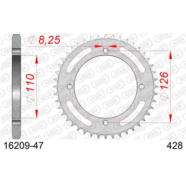AFAM Steel Rear Sprocket - Standard 428 - Rear