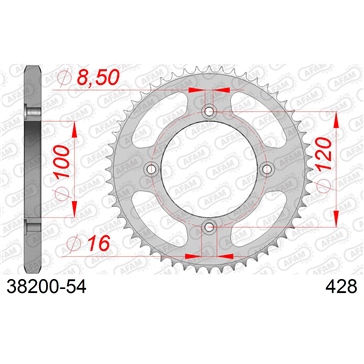 AFAM Steel Rear Sprocket - Standard 428 - Rear