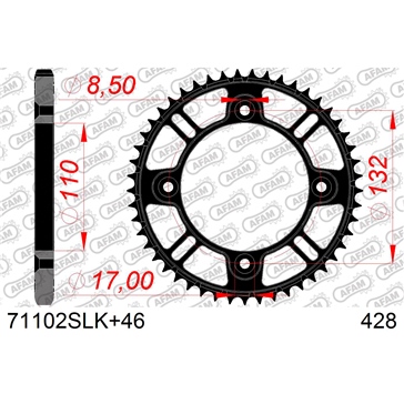 AFAM Steel Rear Sprocket - Self-Cleaning 428 - Rear