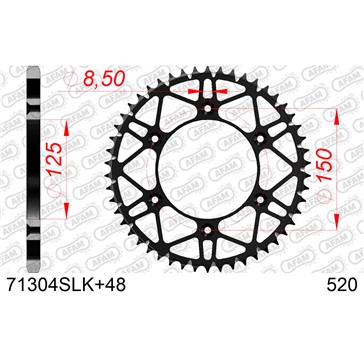AFAM Steel Rear Sprocket - Self-Cleaning 520 - Rear