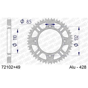 AFAM Aluminum Rear sprocket - Self-Cleaning 428 - Rear