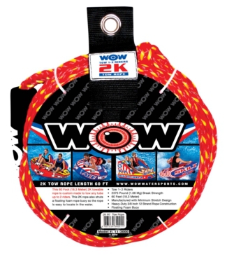 WOW Corde de remorquage de sport nautique 2K, 60' Corde de remorquage
