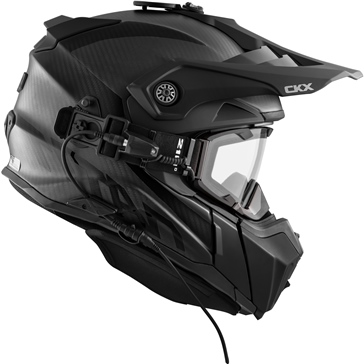 CKX Titan Original Carbon Electric Combo Helmet – Trail and Backcountry Solid - Included 210° Goggles