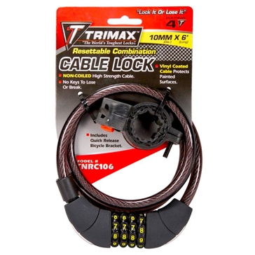 Trimax Resettable Combination Cable Lock with Bracket