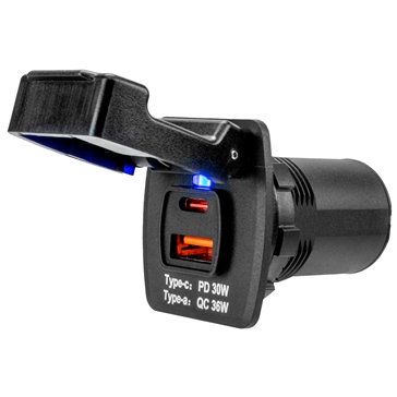 Sea Dog Prise d'alimentation USB 3.0 et USB-C avec couvercle fixe