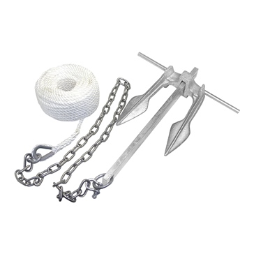 Kimpex Galvanized #8 Cast Iron Fluke Claw Anchor Kit w/50' of Anchor Line 15 lbs