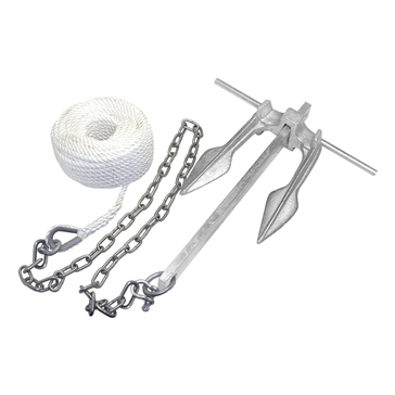Kimpex Galvanized #8 Cast Iron Fluke Claw Anchor Kit w/100' of Anchor Line 15 lbs